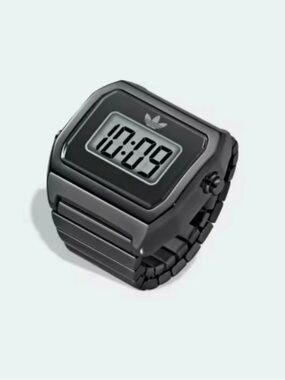 adidas Originals DIGITAL TWO RING Watch Black Unisex Stainless Steel Brand New